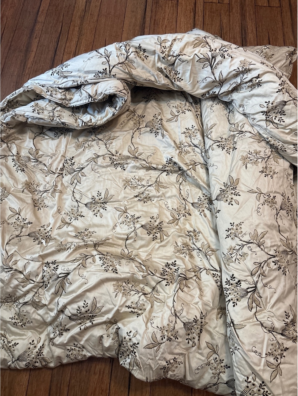 Lauren Ralph Lauren Plage d'Or Floral Sateen Beige Brown King Size Comforter - Picture 7 of 8